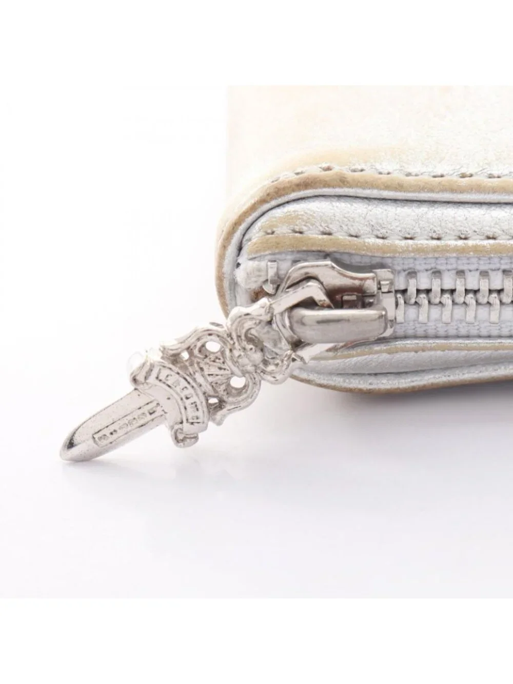 Chrome Hearts Round Wallet Rec Zip Cross Patch Leather